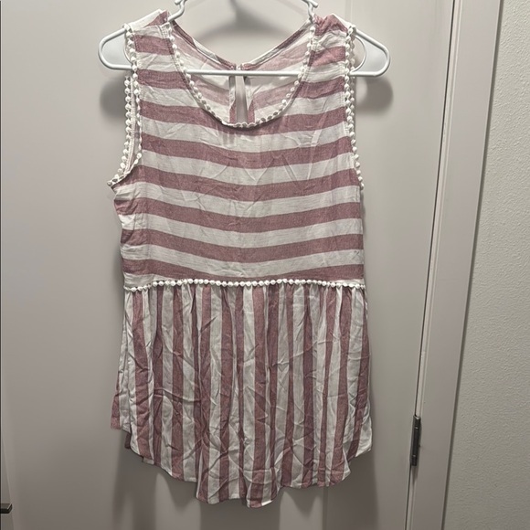 Amazon Tops - Unbranded Pink and White Striped Tank Top. Large